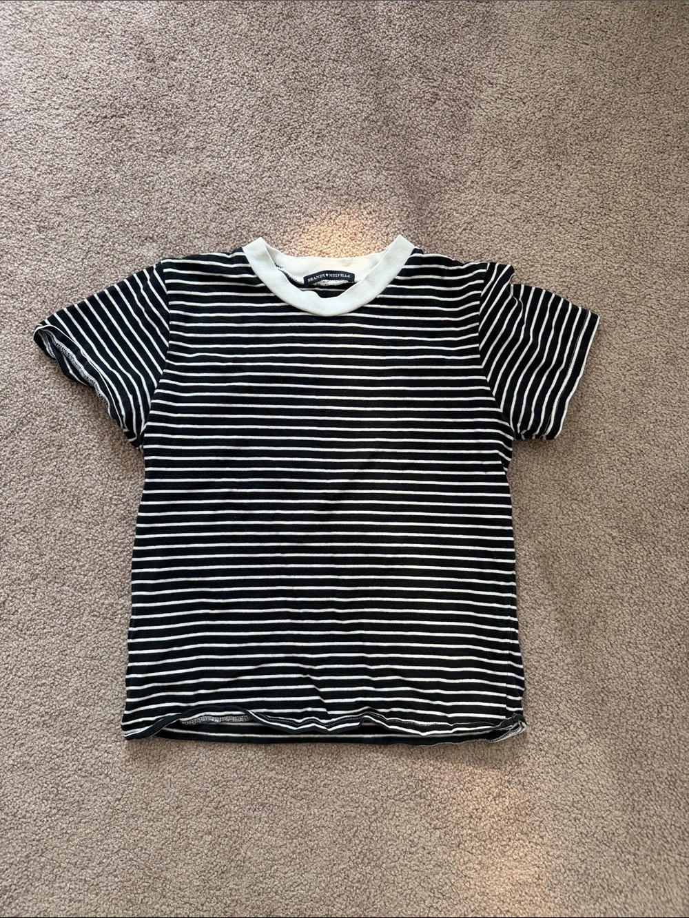 Brandy Melville Black & White Striped Short Sleeve Tee